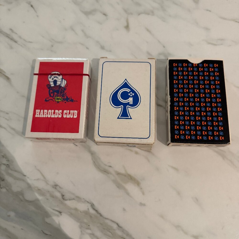 Lot of 3 Vintage MCM playing cards new sealed harold's expo 86 pacific w…